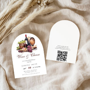 Charcuterie Board Wine & Cheese Qr  Bridal Shower Invitation