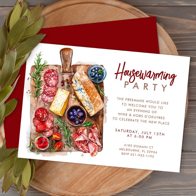 Charcuterie Cheese Board Housewarming Party Invitation (Charcuterie Board Housewarming Party)