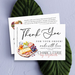 Charcuterie Grazing Board Order Thank You Business Card