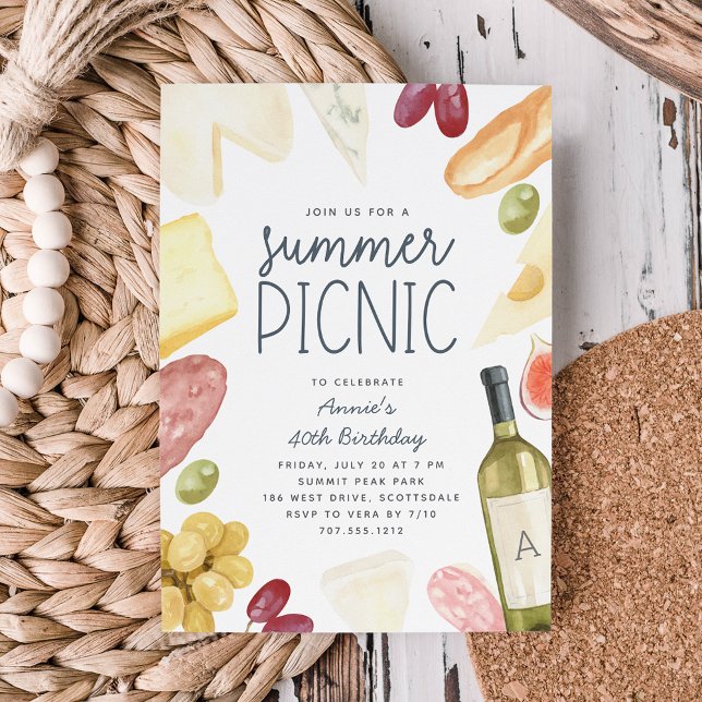 Charcuterie Wine & Cheese Summer Picnic Invitation (Creator Uploaded)