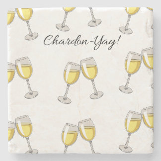 Chardon-Yay! White Wineglasses Stone Coaster