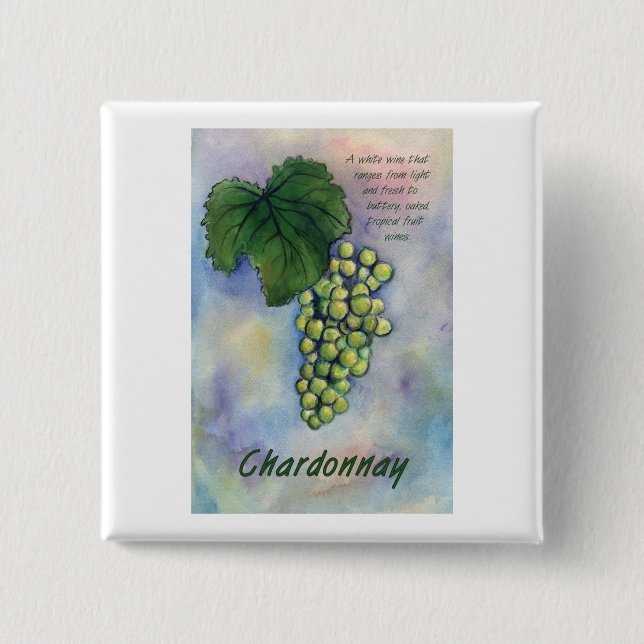 Chardonnay Wine Grapes & Description Button (Front)
