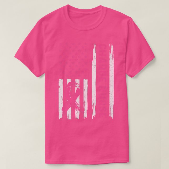 Charge Nurse American Flag Nurse Breast Cancer Awa T-Shirt (Design Front)