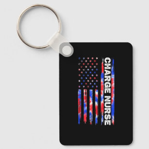 Charge Nurse Nursing Tie Dye American Flag 4th Of Key Ring