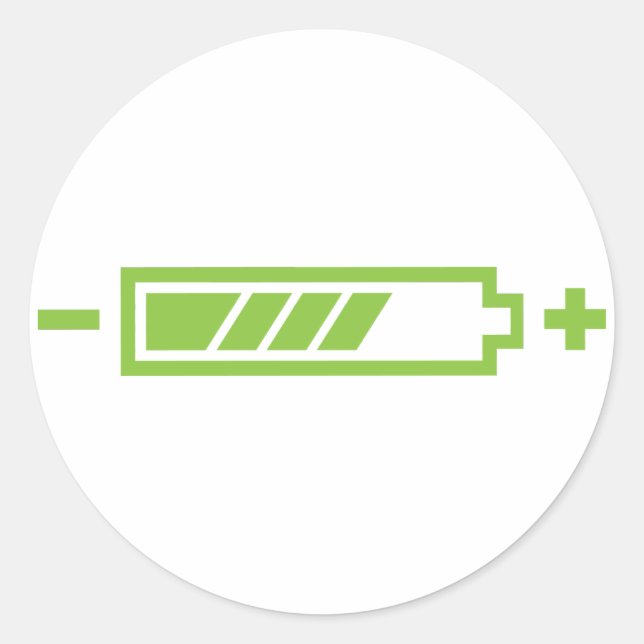 Charged - battery solar hybrid electric classic round sticker (Front)