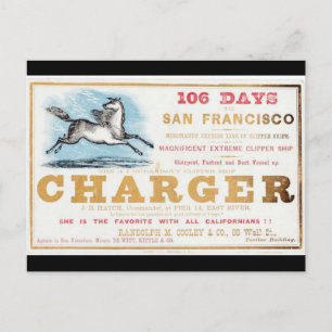 Charger clipper sailing ships 1861 postcard