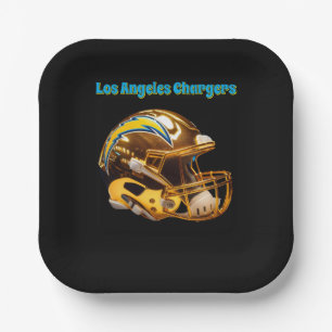 Chargers Custom Golden Chrome Helmets Paper Plate