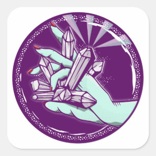 Charging amethyst crystals square sticker