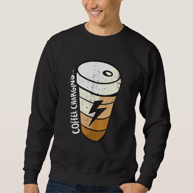 Charging Battery Lightning Coffee Cup Sweatshirt (Front)