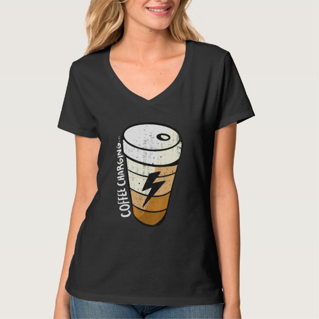 Charging Battery Lightning Coffee Cup T-Shirt (Front)