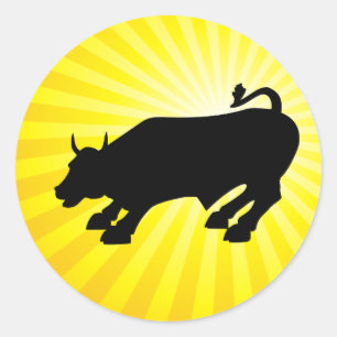Charging Black Bull of Wall Street Classic Round Sticker