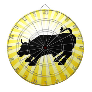 Charging Black Bull of Wall Street Dartboard