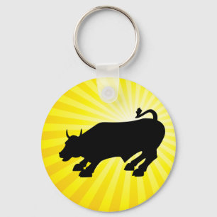 Charging Black Bull of Wall Street Key Ring