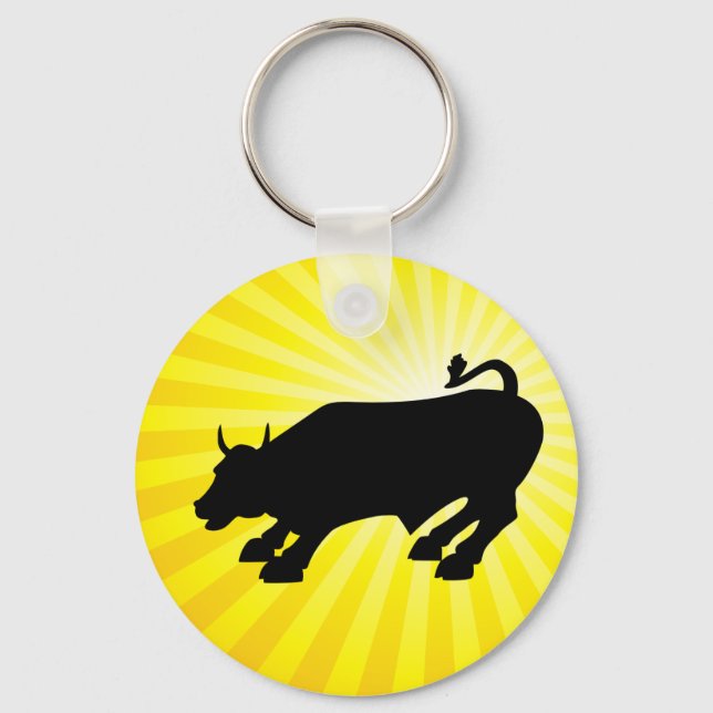 Charging Black Bull of Wall Street Key Ring (Front)