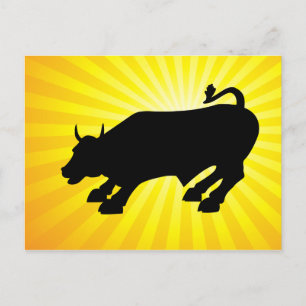Charging Black Bull of Wall Street Postcard