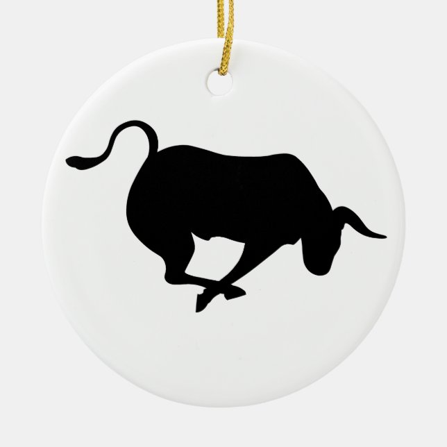 Charging Bull Ceramic Tree Decoration (Front)