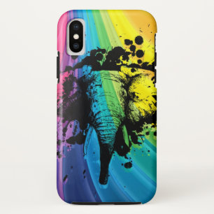 Charging Bull Elephant on Rainbow iPhone X Case