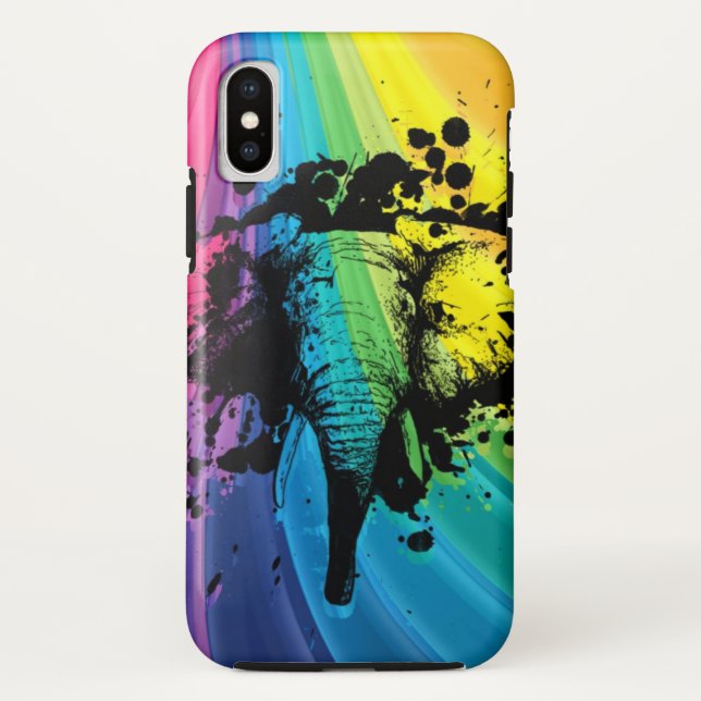 Charging Bull Elephant on Rainbow Case-Mate iPhone Case (Back)
