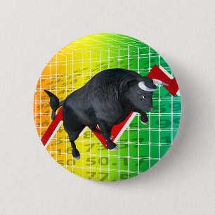 Charging Bull Market Run 6 Cm Round Badge