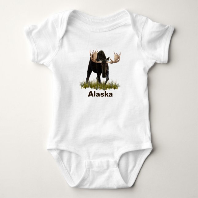 Charging Bull Moose Baby Bodysuit (Front)