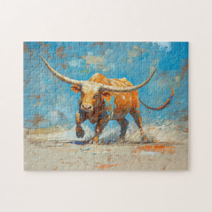 Charging Bull With Vibrant Colours Jigsaw Puzzle