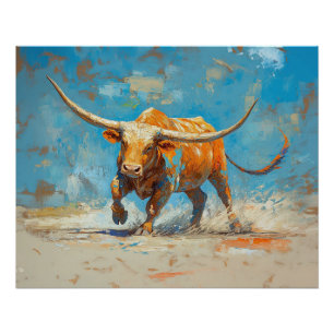 Charging Bull With Vibrant Colours Poster