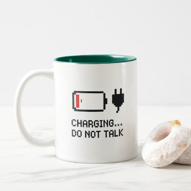 Charging… Do Not Talk – Battery Mug for Mornings (With Donut)