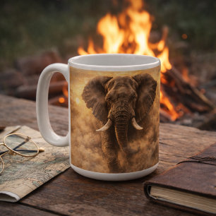 Charging Elephant African Wildlife Power Art Coffee Mug