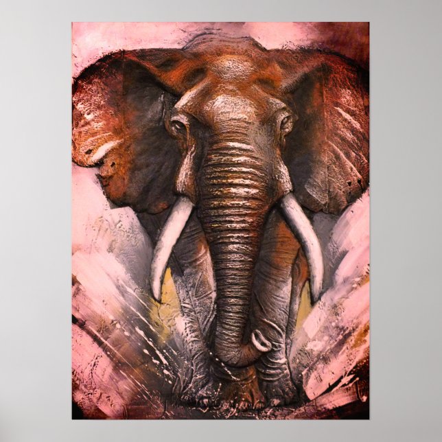 Charging elephant -seeing red poster (Front)