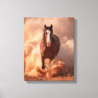Charging Horse Dust Storm Sunset Art