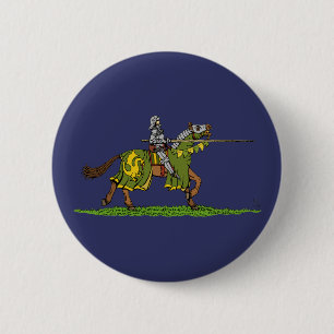 Charging Mediaeval Knight 6 Cm Round Badge