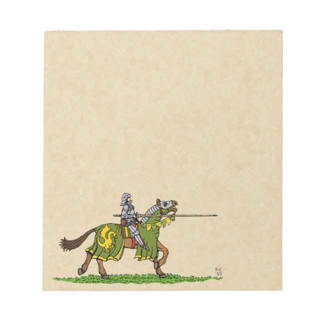 Charging Mediaeval Knight Notepad (Front)