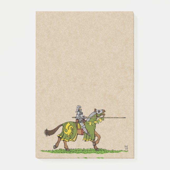Charging Mediaeval Knight Post-it Notes (Front)