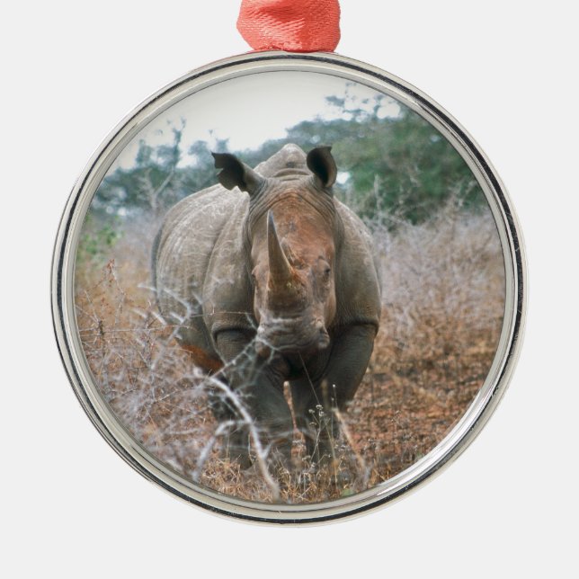 Charging Rhino Metal Tree Decoration (Front)