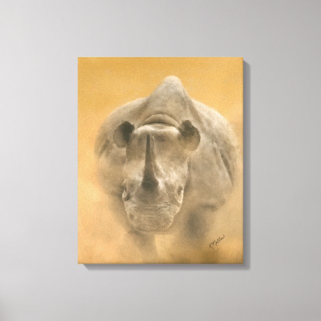 Charging Rhino – Pastels Canvas Print (Front)