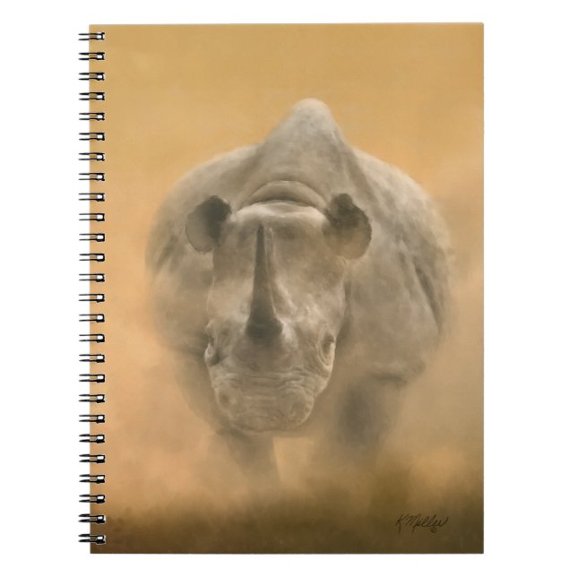 Charging Rhino – Pastels Spiral Notebook (Front)