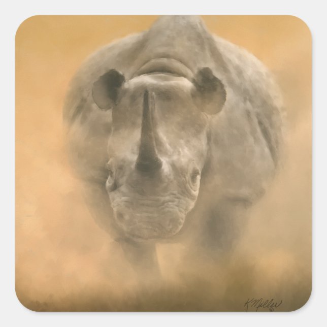 Charging Rhino – Pastels Square Sticker (Front)