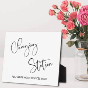 Charging station sign Tabletop Plaque with Easel