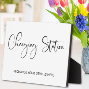 Charging station sign Tabletop Plaque with Easel