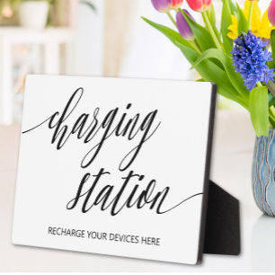 Charging station sign Tabletop Plaque with Easel