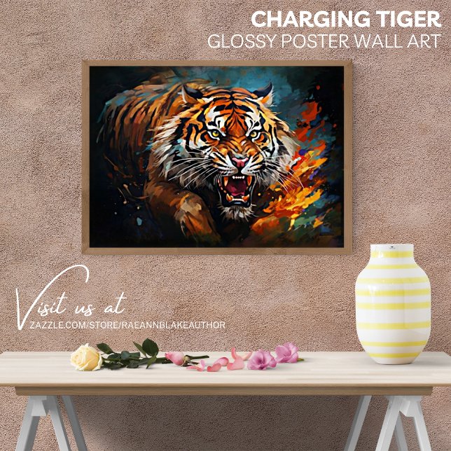 Charging Tiger Glossy Poster Wall Art (Creator Uploaded)