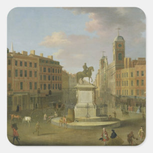 Charing Cross, with the Statue of King Charles I a Square Sticker