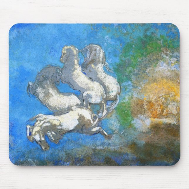 Chariot of Apollo: by Symbolist Odilon Redon Mouse Pad (Front)