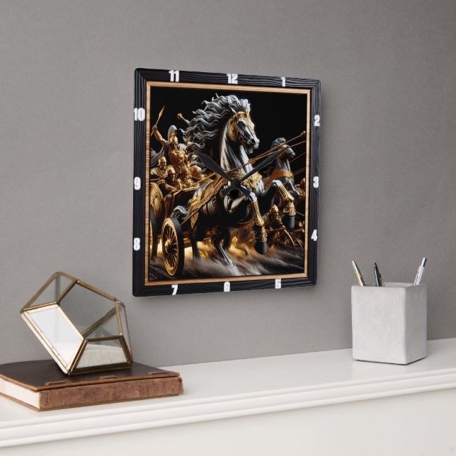 Chariot of the Void: Iron Heart Square Wall Clock (Office)