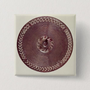 Chariot wheel decoration with openwork border 15 cm square badge