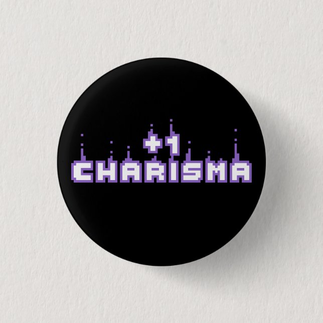 Charisma Stat Gamer Purple Pixel Art Slogan 3 Cm Round Badge (Front)
