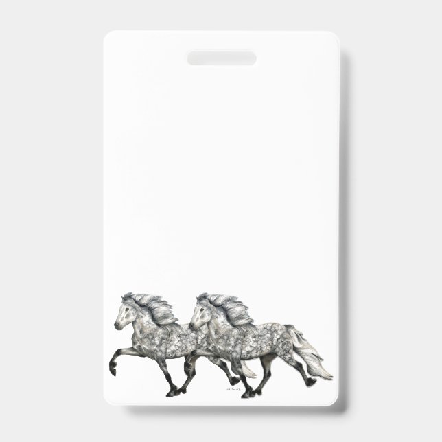 Charismatic Icelandic Horse in Tolt ID Badge (Front)