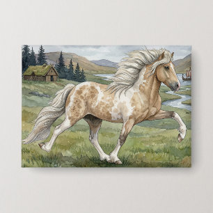 Charismatic Pinto Icelandic Mare watercolor