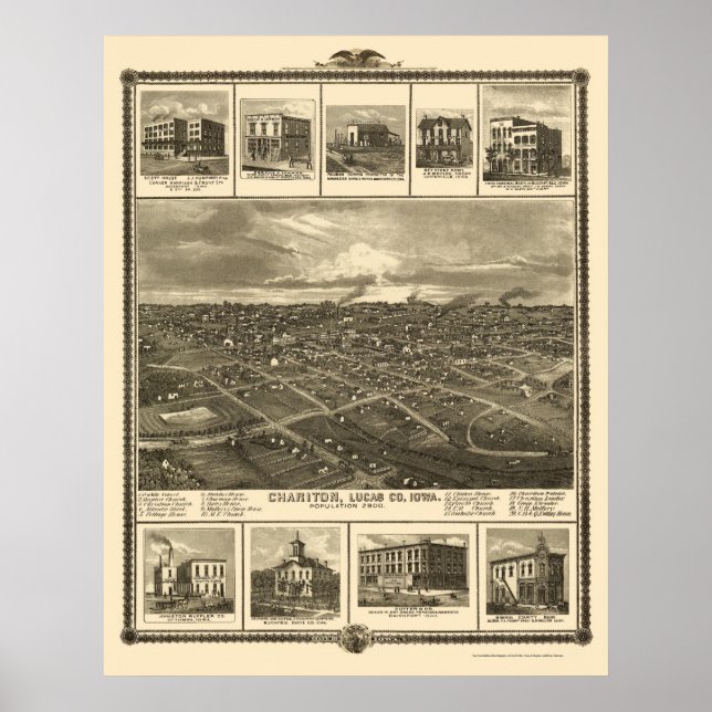 Chariton, IA Panoramic Map - 1875 Poster (Front)
