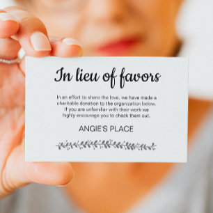 Charity Donation with Table Seating Number Wedding Place Card